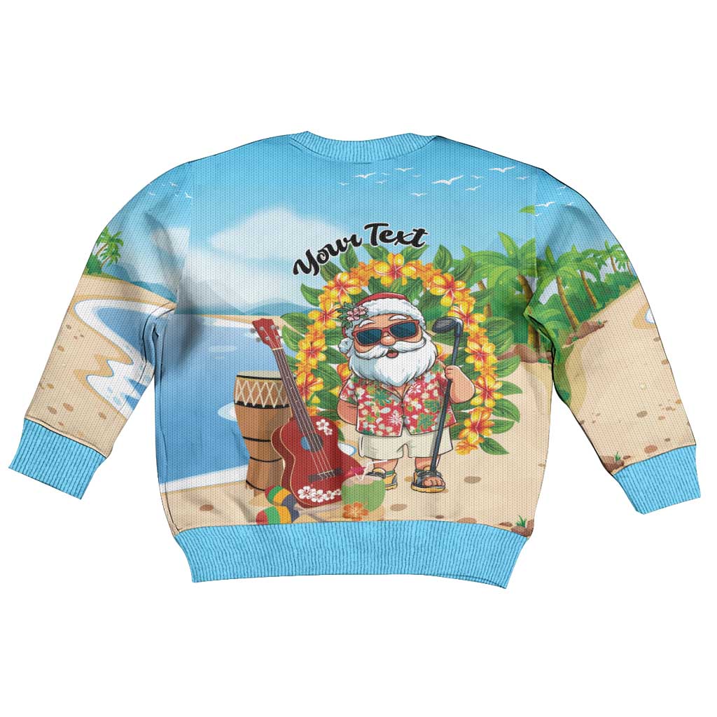 Personalized Hawaii Golf Christmas Kid Ugly Christmas Sweater Mele Kalikimaka Funny Golfer Santa - Polynesian Pride