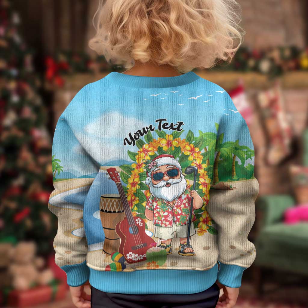 Personalized Hawaii Golf Christmas Kid Ugly Christmas Sweater Mele Kalikimaka Funny Golfer Santa - Polynesian Pride