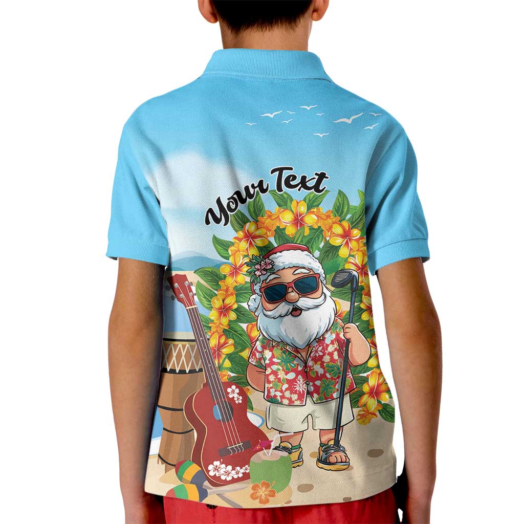 Personalized Hawaii Golf Christmas Kid Polo Shirt Mele Kalikimaka Funny Golfer Santa - Polynesian Pride