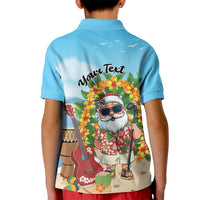 Personalized Hawaii Golf Christmas Kid Polo Shirt Mele Kalikimaka Funny Golfer Santa - Polynesian Pride
