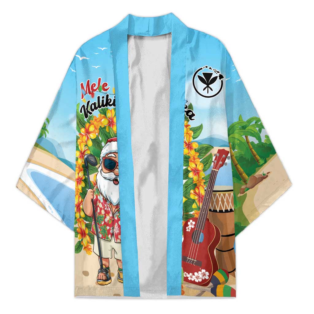 Personalized Hawaii Golf Christmas Kimono Mele Kalikimaka Funny Golfer Santa LT01 Unisex Blue - Polynesian Pride