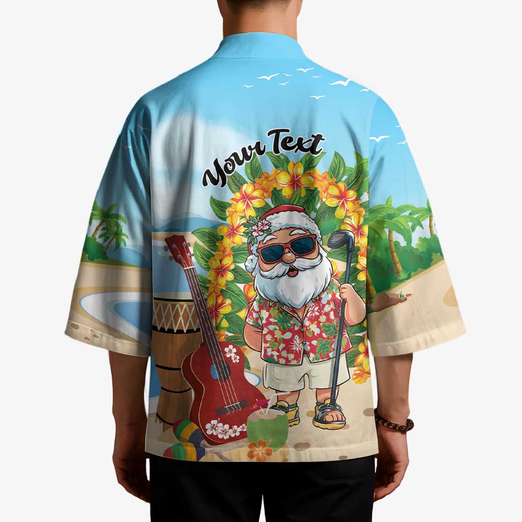 Personalized Hawaii Golf Christmas Kimono Mele Kalikimaka Funny Golfer Santa LT01 - Polynesian Pride