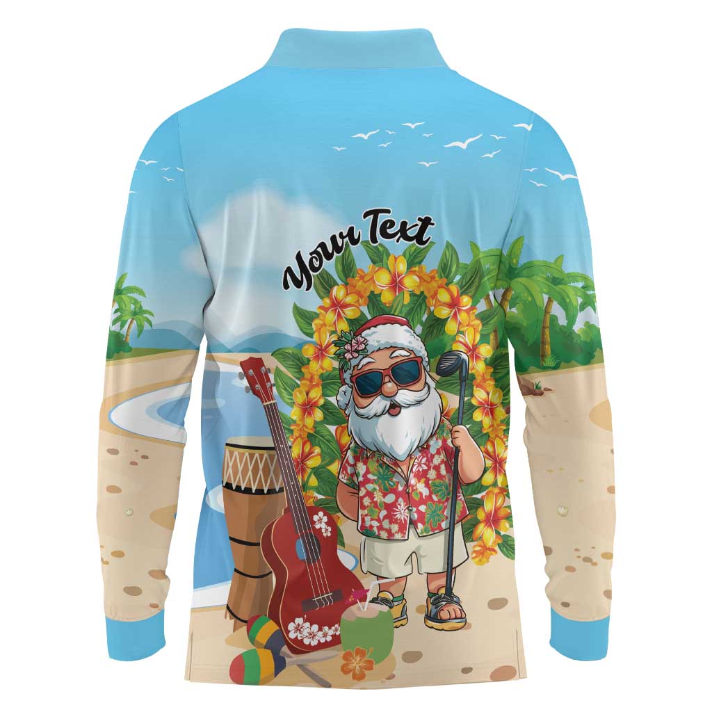 Personalized Hawaii Golf Christmas Long Sleeve Polo Shirt Mele Kalikimaka Funny Golfer Santa - Polynesian Pride