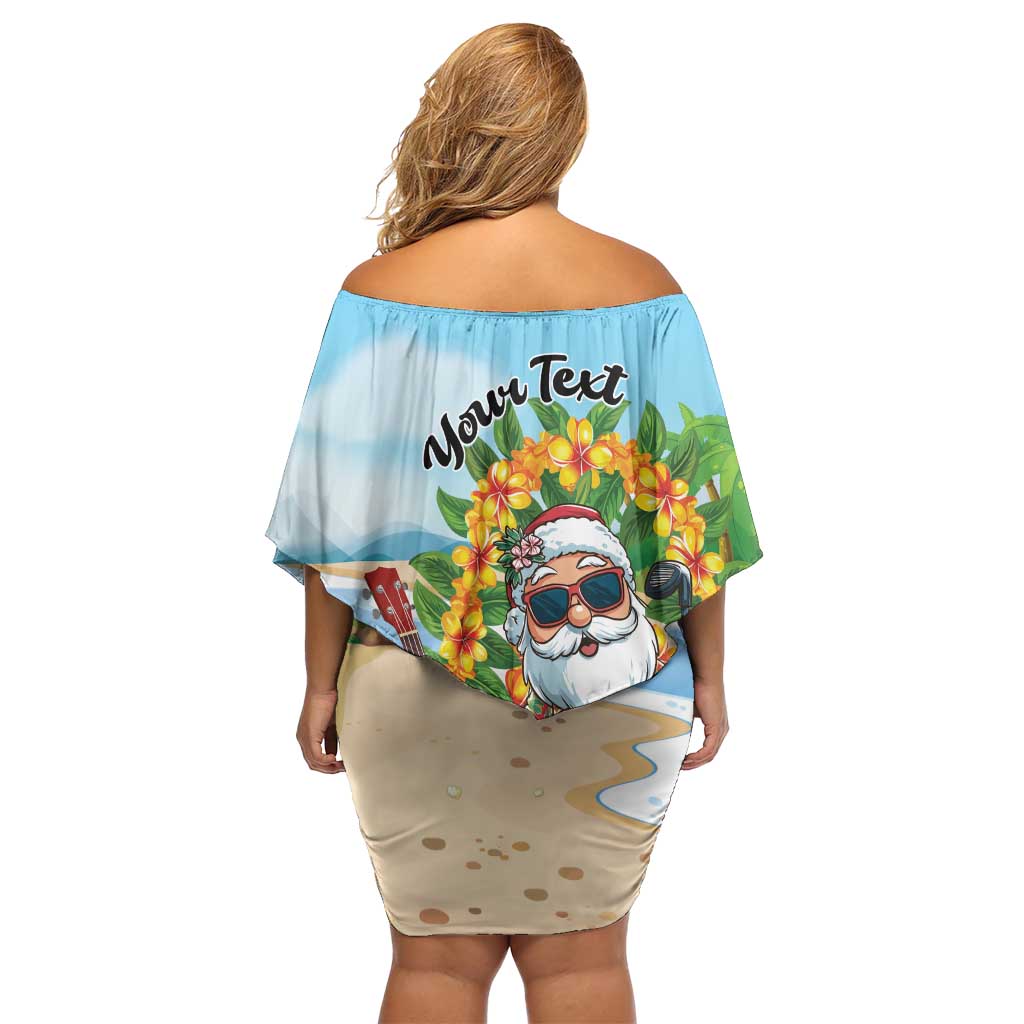 Personalized Hawaii Golf Christmas Off Shoulder Short Dress Mele Kalikimaka Funny Golfer Santa - Polynesian Pride