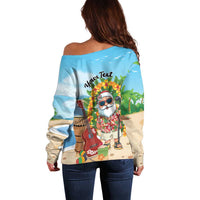 Personalized Hawaii Golf Christmas Off Shoulder Sweater Mele Kalikimaka Funny Golfer Santa LT01 - Polynesian Pride