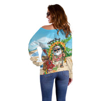 Personalized Hawaii Golf Christmas Off Shoulder Sweater Mele Kalikimaka Funny Golfer Santa LT01 - Polynesian Pride