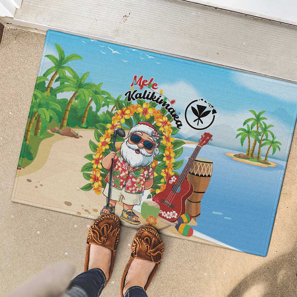 Hawaii Golf Christmas Rubber Doormat Mele Kalikimaka Funny Golfer Santa - Polynesian Pride