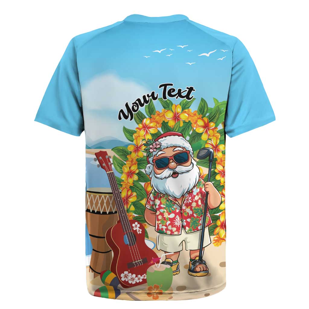 Personalized Hawaii Golf Christmas Rugby Jersey Mele Kalikimaka Funny Golfer Santa - Polynesian Pride