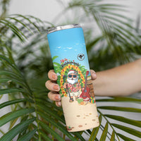 Personalized Hawaii Golf Christmas Skinny Tumbler Mele Kalikimaka Funny Golfer Santa LT01 - Polynesian Pride