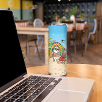 Personalized Hawaii Golf Christmas Skinny Tumbler Mele Kalikimaka Funny Golfer Santa LT01 - Polynesian Pride