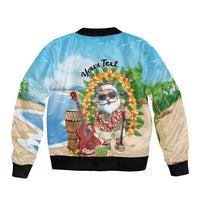 Personalized Hawaii Golf Christmas Sleeve Zip Bomber Jacket Mele Kalikimaka Funny Golfer Santa LT01 - Polynesian Pride