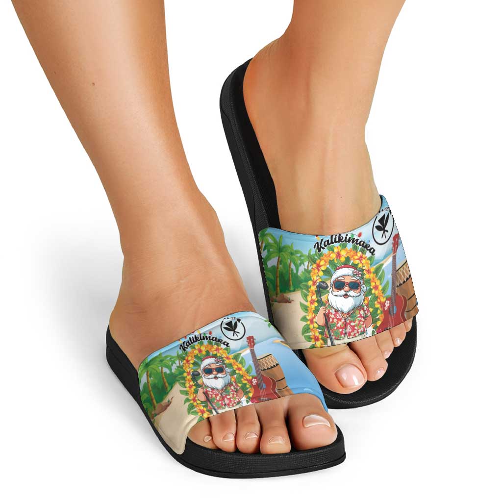 Hawaii Golf Christmas Slide Sandals Mele Kalikimaka Funny Golfer Santa - Polynesian Pride