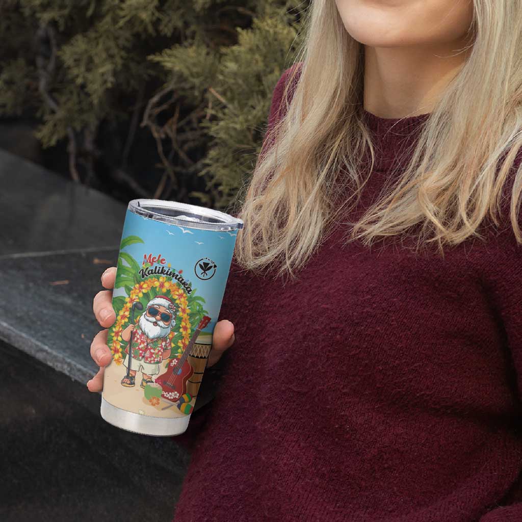 Personalized Hawaii Golf Christmas Tumbler Cup Mele Kalikimaka Funny Golfer Santa - Polynesian Pride
