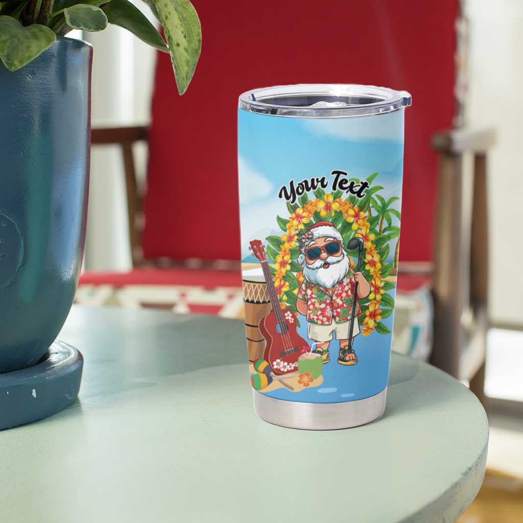 Personalized Hawaii Golf Christmas Tumbler Cup Mele Kalikimaka Funny Golfer Santa - Polynesian Pride