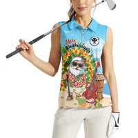 Personalized Hawaii Golf Christmas Women Sleeveless Polo Shirt Mele Kalikimaka Funny Golfer Santa LT01 - Polynesian Pride