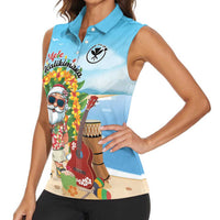 Personalized Hawaii Golf Christmas Women Sleeveless Polo Shirt Mele Kalikimaka Funny Golfer Santa LT01 - Polynesian Pride