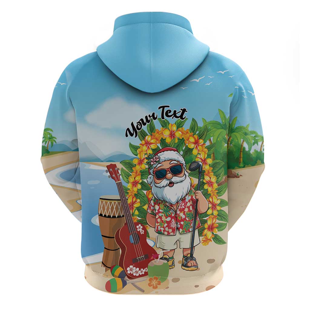 Personalized Hawaii Golf Christmas Zip Hoodie Mele Kalikimaka Funny Golfer Santa - Polynesian Pride