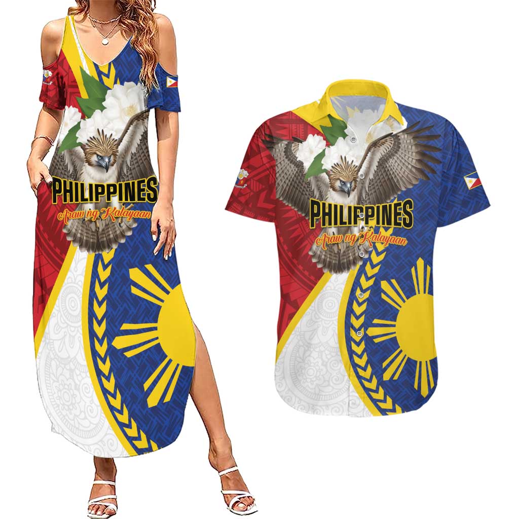 Personalized Philippines Couples Matching Summer Maxi Dress and Hawaiian Shirt Filipino Araw ng Kalayaan LT01 Multicolor - Polynesian Pride