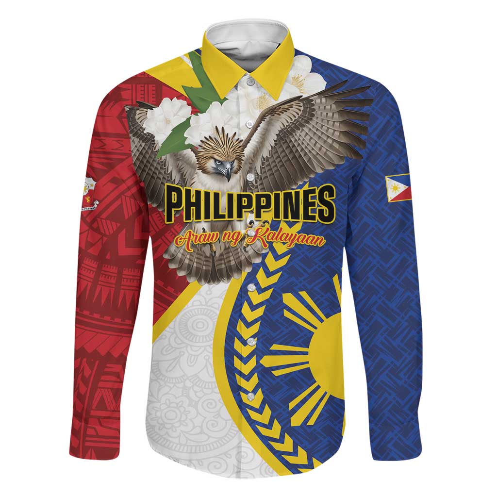 Personalized Philippines Family Matching Off Shoulder Maxi Dress and Hawaiian Shirt Filipino Araw ng Kalayaan LT01 Dad's Shirt - Long Sleeve Multicolor - Polynesian Pride