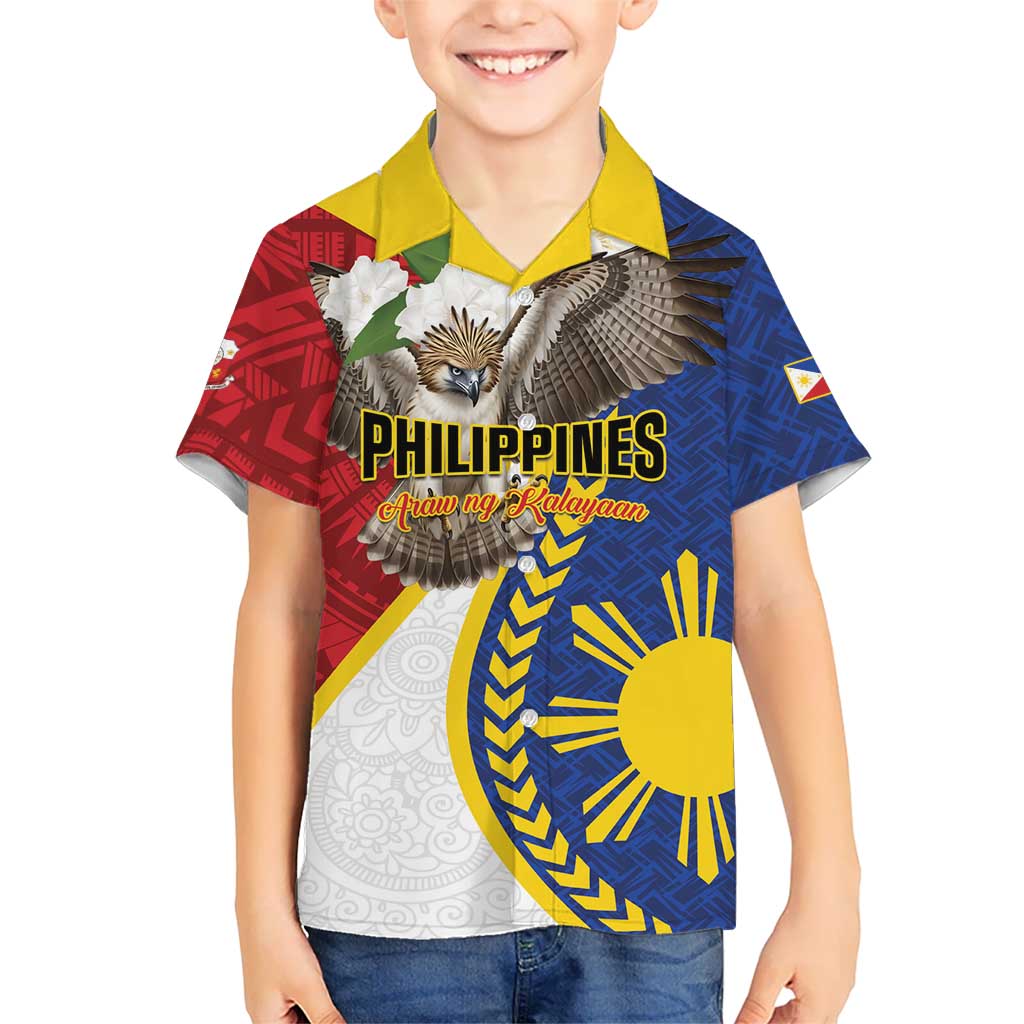 Personalized Philippines Family Matching Off Shoulder Maxi Dress and Hawaiian Shirt Filipino Araw ng Kalayaan LT01 Son's Shirt Multicolor - Polynesian Pride