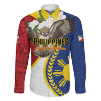Personalized Philippines Family Matching Off Shoulder Short Dress and Hawaiian Shirt Filipino Araw ng Kalayaan LT01 Dad's Shirt - Long Sleeve Multicolor - Polynesian Pride