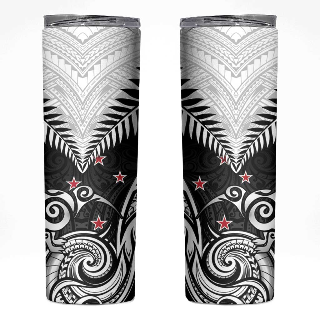 New Zealand Skinny Tumbler Aotearoa Maori Kiwi Black Fern LT01 Black - Polynesian Pride