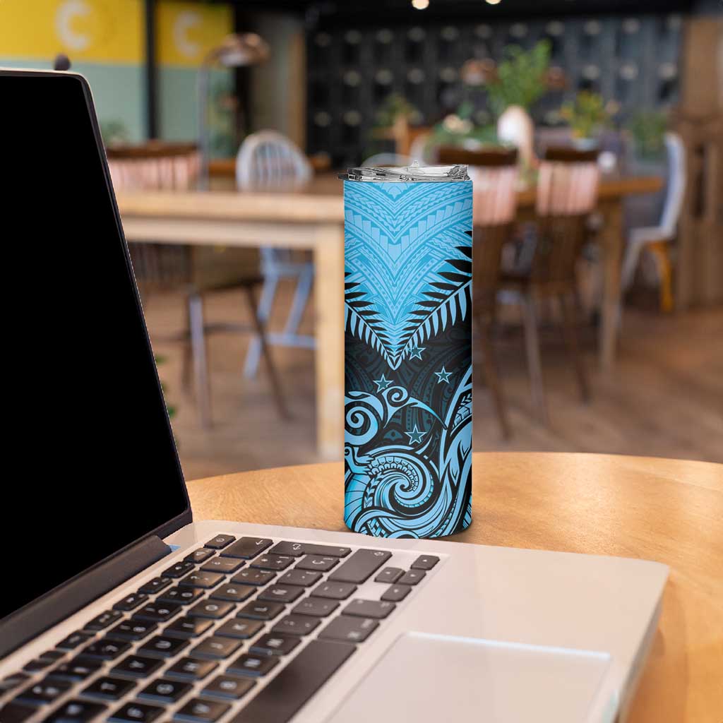 New Zealand Skinny Tumbler Aotearoa Blue Maori Kiwi Blue Fern LT01 - Polynesian Pride