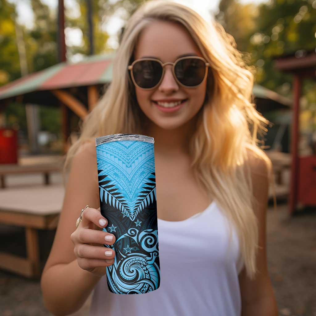 New Zealand Skinny Tumbler Aotearoa Blue Maori Kiwi Blue Fern LT01 - Polynesian Pride