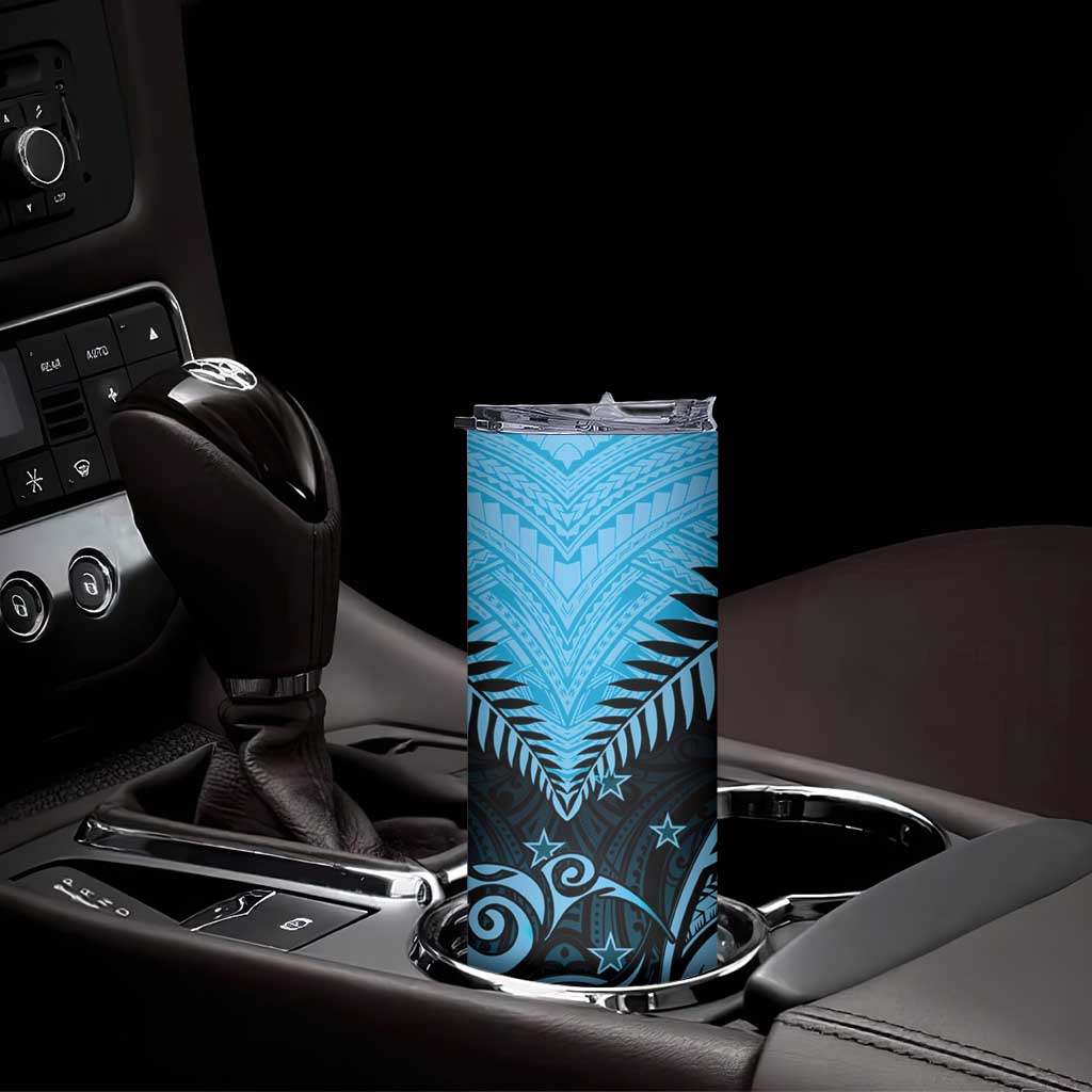 New Zealand Skinny Tumbler Aotearoa Blue Maori Kiwi Blue Fern LT01 - Polynesian Pride