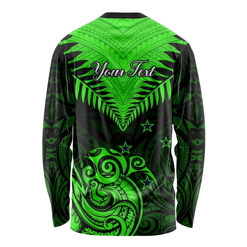 Personalised New Zealand Long Sleeve Shirt Aotearoa Maori Kiwi Green Fern LT01 - Polynesian Pride