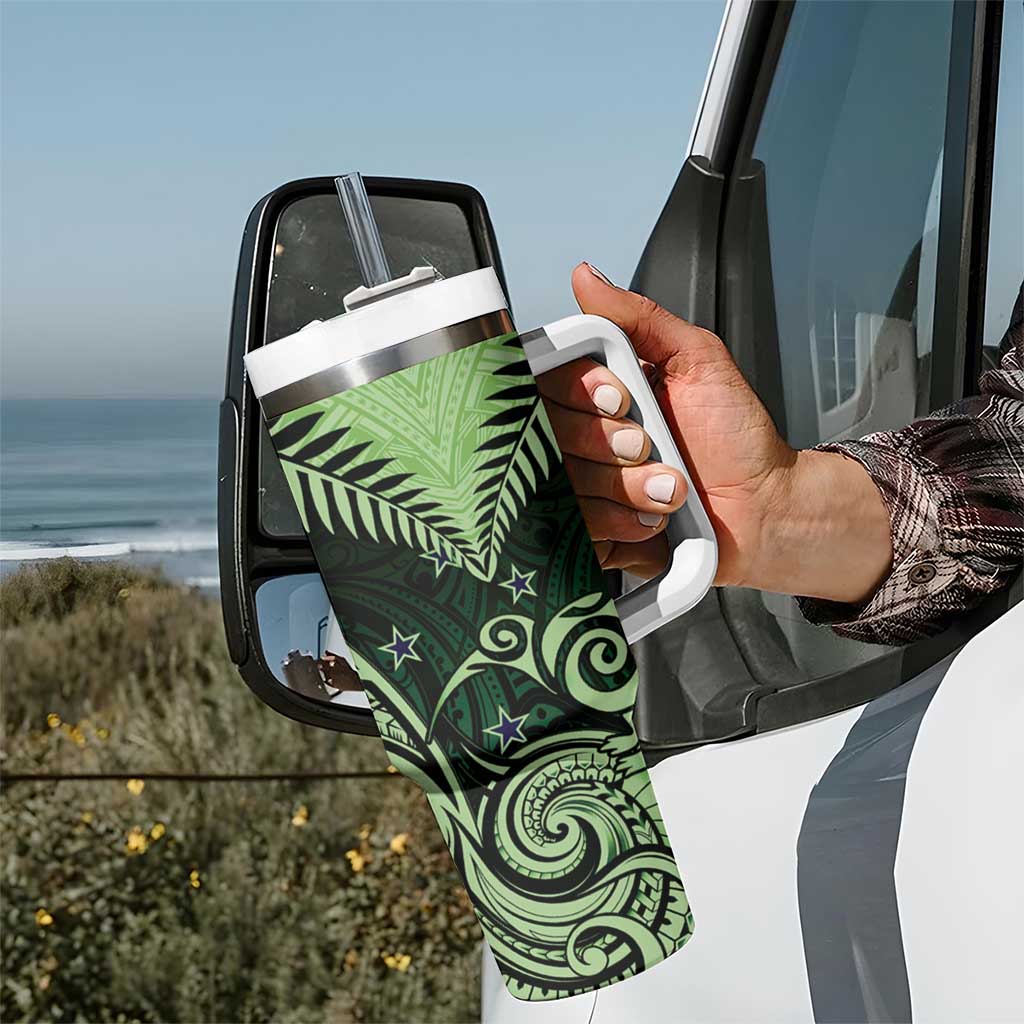 New Zealand Tumbler With Handle Aotearoa Maori Kiwi Green Fern LT01 - Polynesian Pride