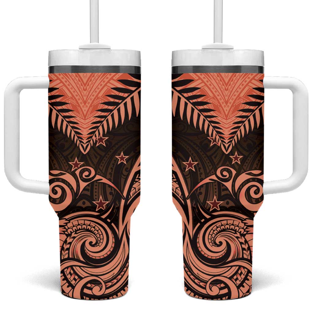 New Zealand Tumbler With Handle Aotearoa Maori Kiwi Orange Fern LT01 One Size: 40 oz Orange - Polynesian Pride