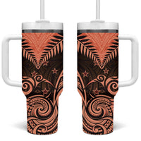 New Zealand Tumbler With Handle Aotearoa Maori Kiwi Orange Fern LT01 One Size: 40 oz Orange - Polynesian Pride