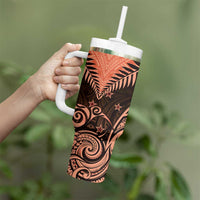New Zealand Tumbler With Handle Aotearoa Maori Kiwi Orange Fern LT01 - Polynesian Pride