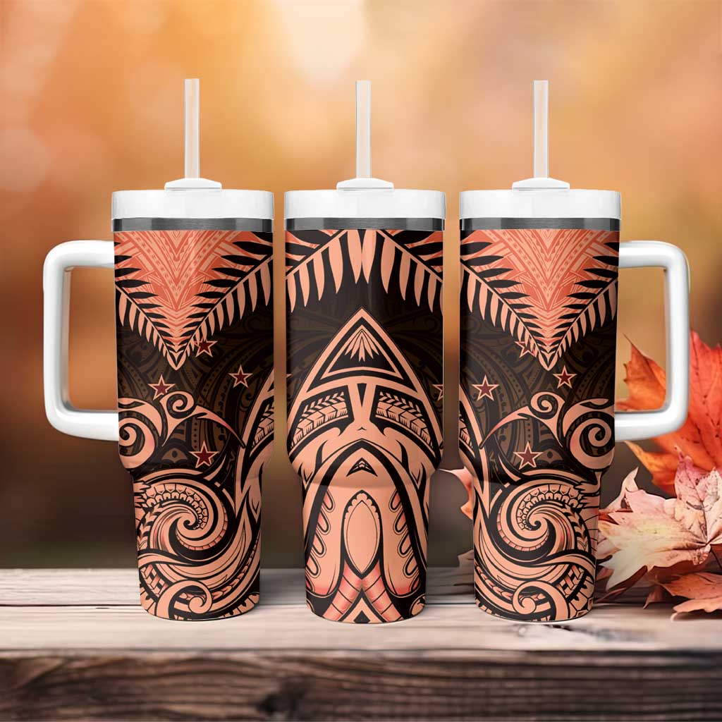 New Zealand Tumbler With Handle Aotearoa Maori Kiwi Orange Fern LT01 - Polynesian Pride