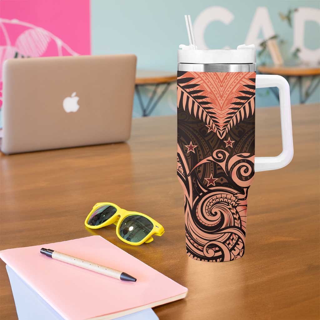 New Zealand Tumbler With Handle Aotearoa Maori Kiwi Orange Fern LT01 - Polynesian Pride