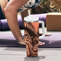 New Zealand Tumbler With Handle Aotearoa Maori Kiwi Orange Fern LT01 - Polynesian Pride
