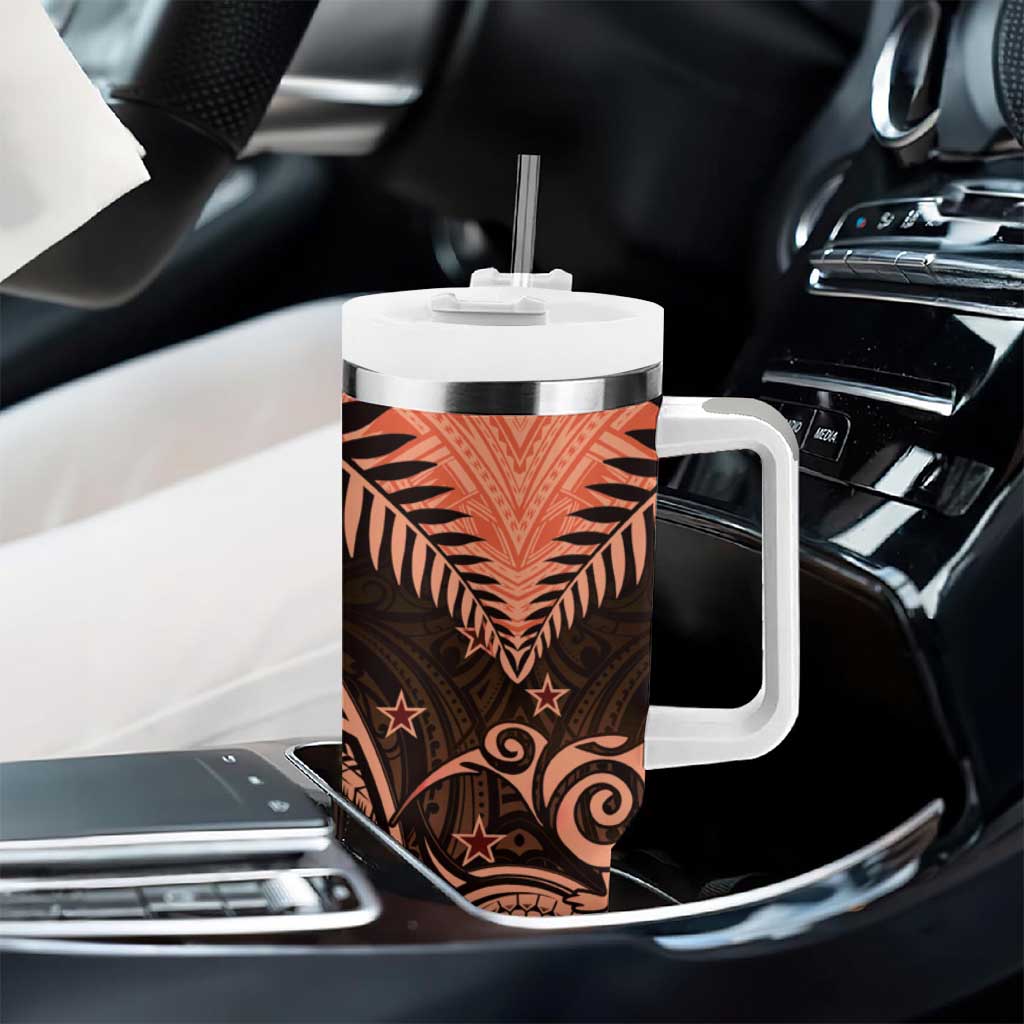 New Zealand Tumbler With Handle Aotearoa Maori Kiwi Orange Fern LT01 - Polynesian Pride