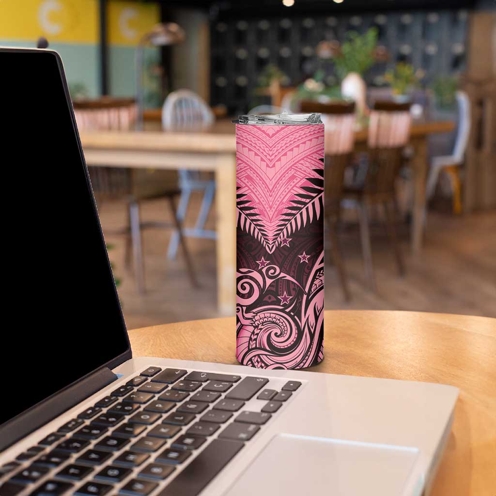 Aotearoa Skinny Tumbler Maori Kiwi Pink Fern