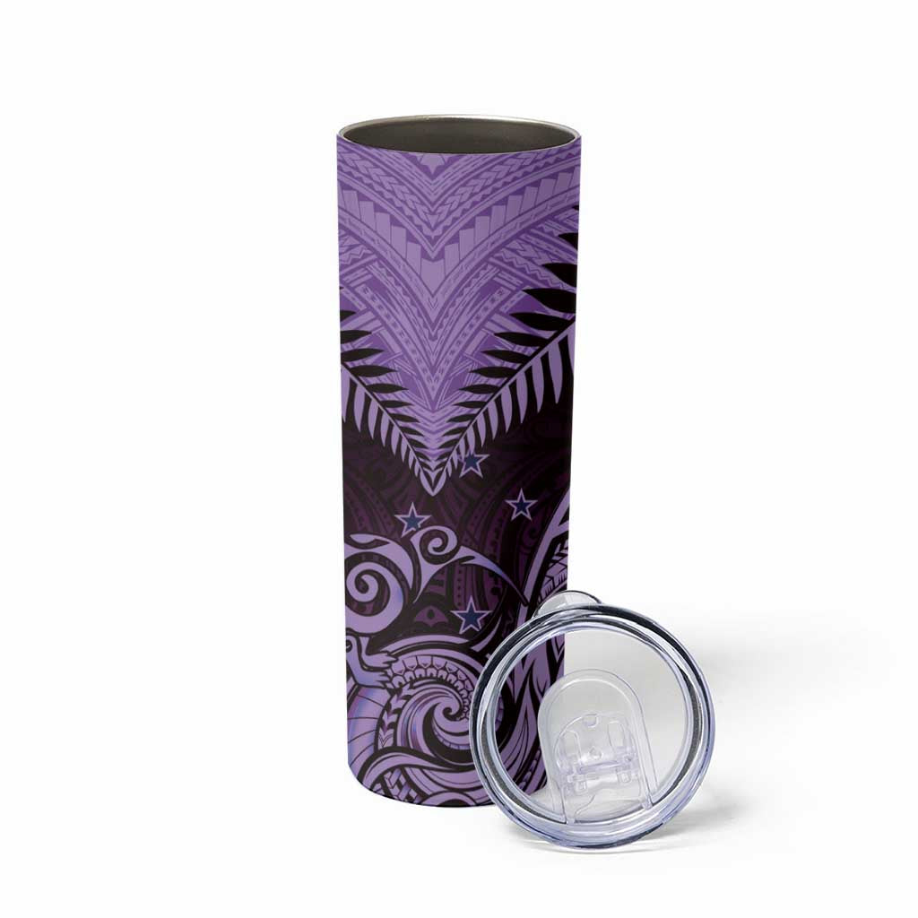 Aotearoa Skinny Tumbler Maori Kiwi Purple Fern
