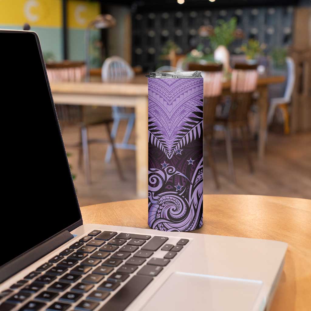 Aotearoa Skinny Tumbler Maori Kiwi Purple Fern