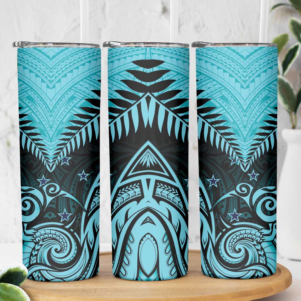 Aotearoa Skinny Tumbler Maori Kiwi Turquoise Fern