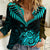 Personalised Aotearoa Women Casual Shirt Maori Kiwi Turquoise Fern LT01 Female Turquoise - Polynesian Pride