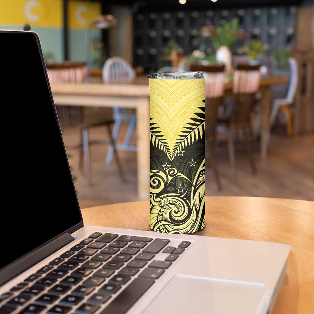 Aotearoa Skinny Tumbler Maori Kiwi Yellow Fern