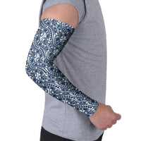 Hibiscus Bloom Island Tribal Waves Arm Sleeves Blue Polynesian Pattern LT01 - Polynesian Pride