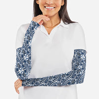 Hibiscus Bloom Island Tribal Waves Arm Sleeves Blue Polynesian Pattern LT01 - Polynesian Pride