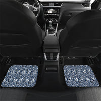 Hibiscus Bloom Island Tribal Waves Car Mats Blue Polynesian Pattern LT01 Set 2pcs - Back Blue - Polynesian Pride