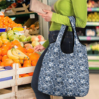 Hibiscus Bloom Island Tribal Waves Grocery Bag Blue Polynesian Pattern LT01 - Polynesian Pride