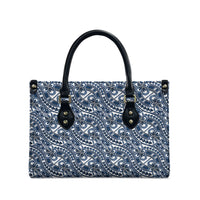 Hibiscus Bloom Island Tribal Waves Leather Bag Blue Polynesian Pattern LT01 - Polynesian Pride