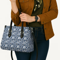 Hibiscus Bloom Island Tribal Waves Leather Bag Blue Polynesian Pattern LT01 - Polynesian Pride